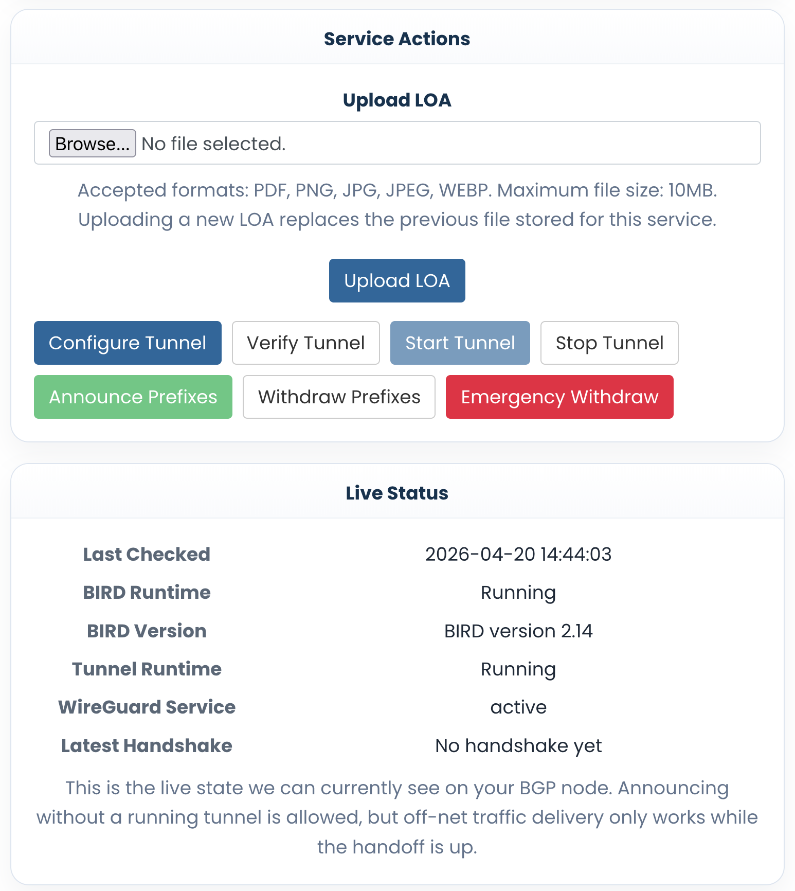 BGP as a Service Management