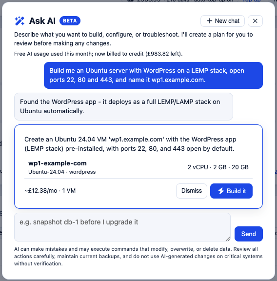 QuickCloud AI Installing WordPress and NGINX on VM